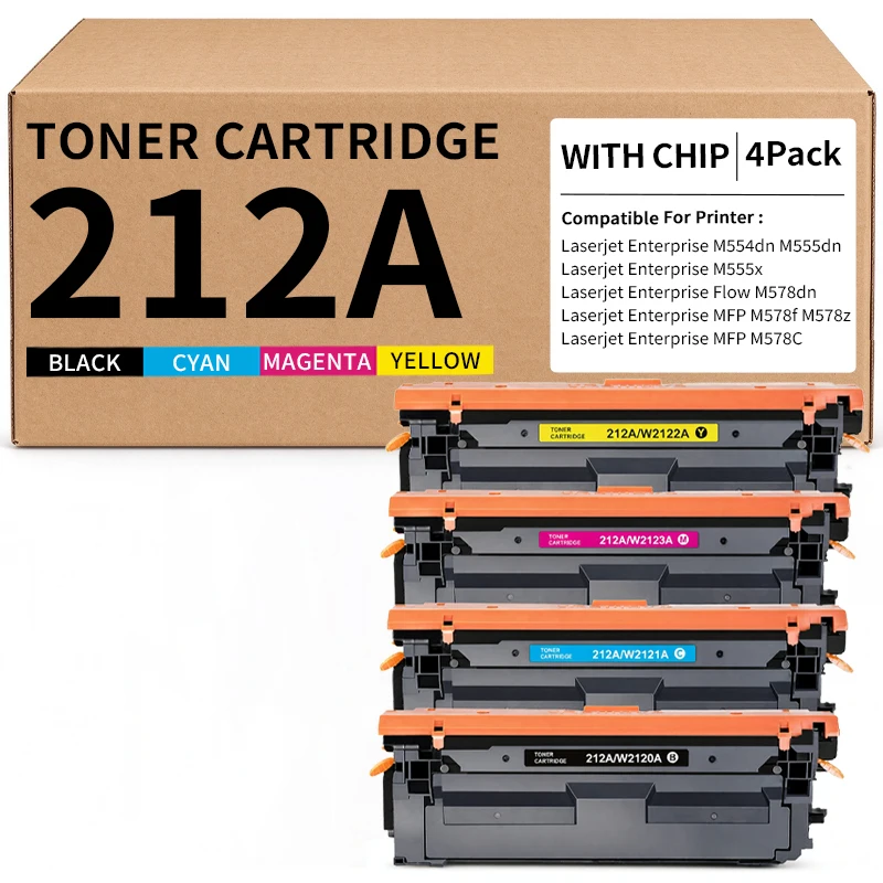 212A W2120A W2121A W2122A W2123A Toner Cartridge With Chip For HP Color LaserJet Enterprise M554dn M555dn Flow MFP M578dn M578C