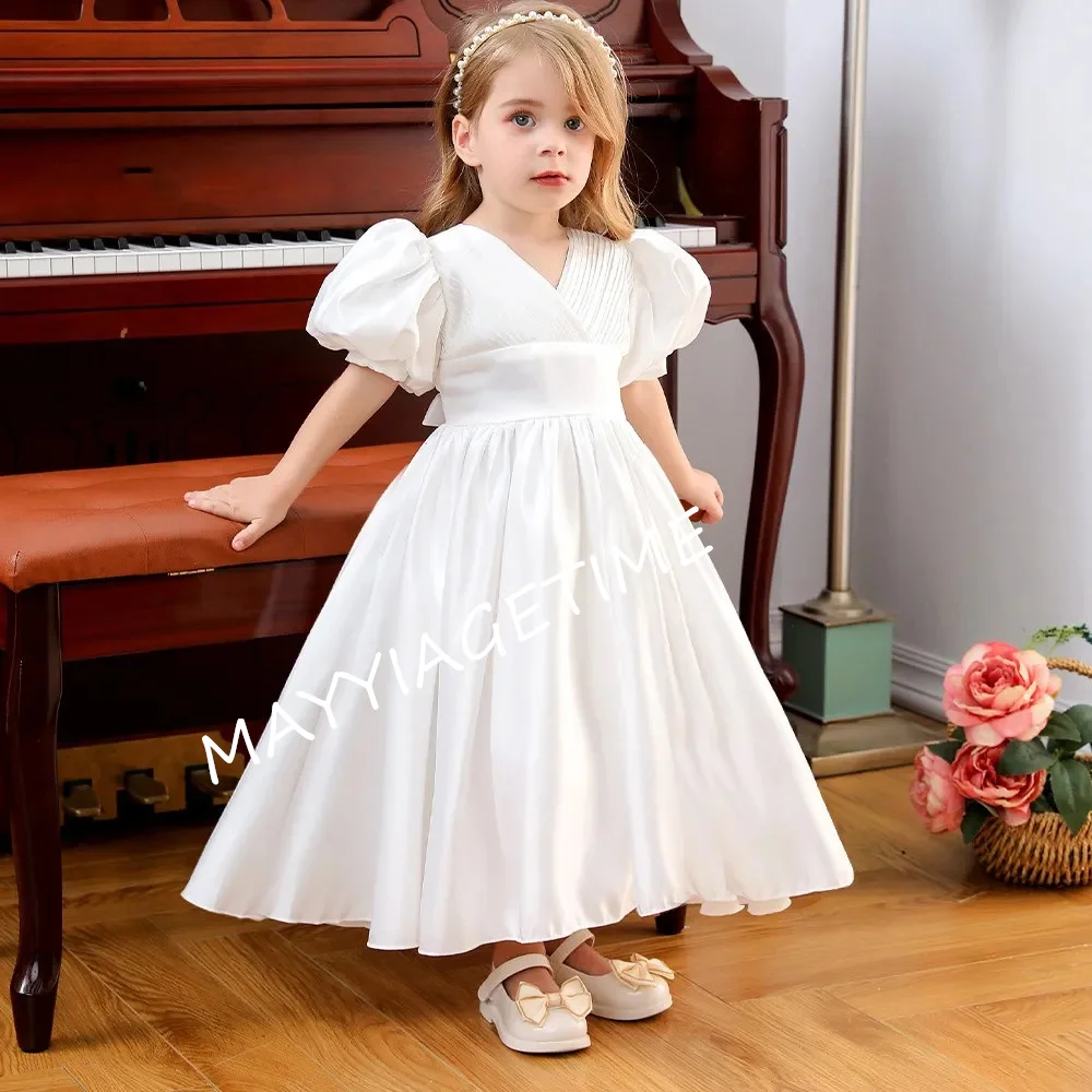 Flower Girl Dresses Long Bow Birthday Prom Party Wedding First Communion Custom Princess Costume Celebration Banquet