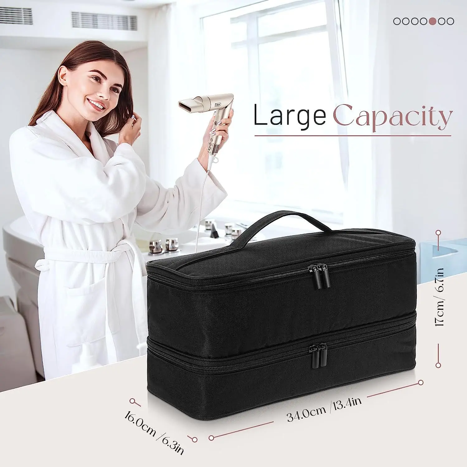 Double Layer Suitcase Curling Tool Bag Portable Storage Box for Shark Flexstyle