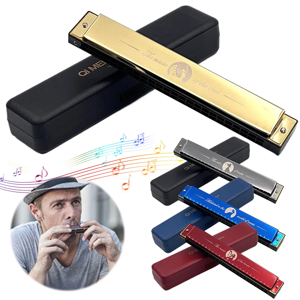 24 Holes Portable Harmonica Professional Standard Harmonica Lightweight Harmonica Musical Instrument Toy for Students Beginners