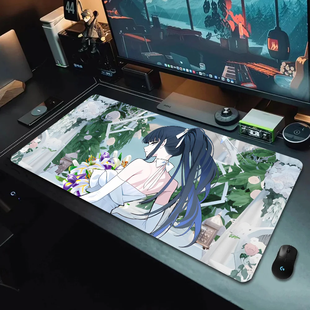 อะนิเมะเกม Blue Archive Joumae Saori Mousepad แผ่นรองเมาส์สําหรับเล่นเกมขนาดใหญ่ LockEdge หนาแป้นพิมพ์คอมพิวเตอร์โต๊ะ