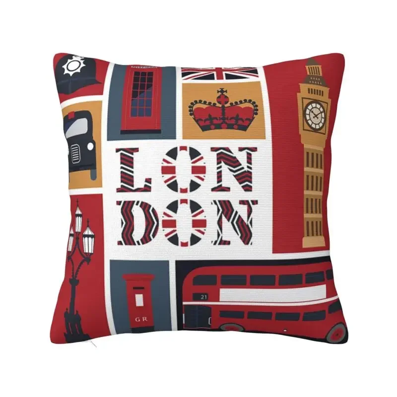 Vintage London Red Bus Telephone Booth Throw Pillow Decorative British Style Luxury Cushion Cover Soft Pillowcase