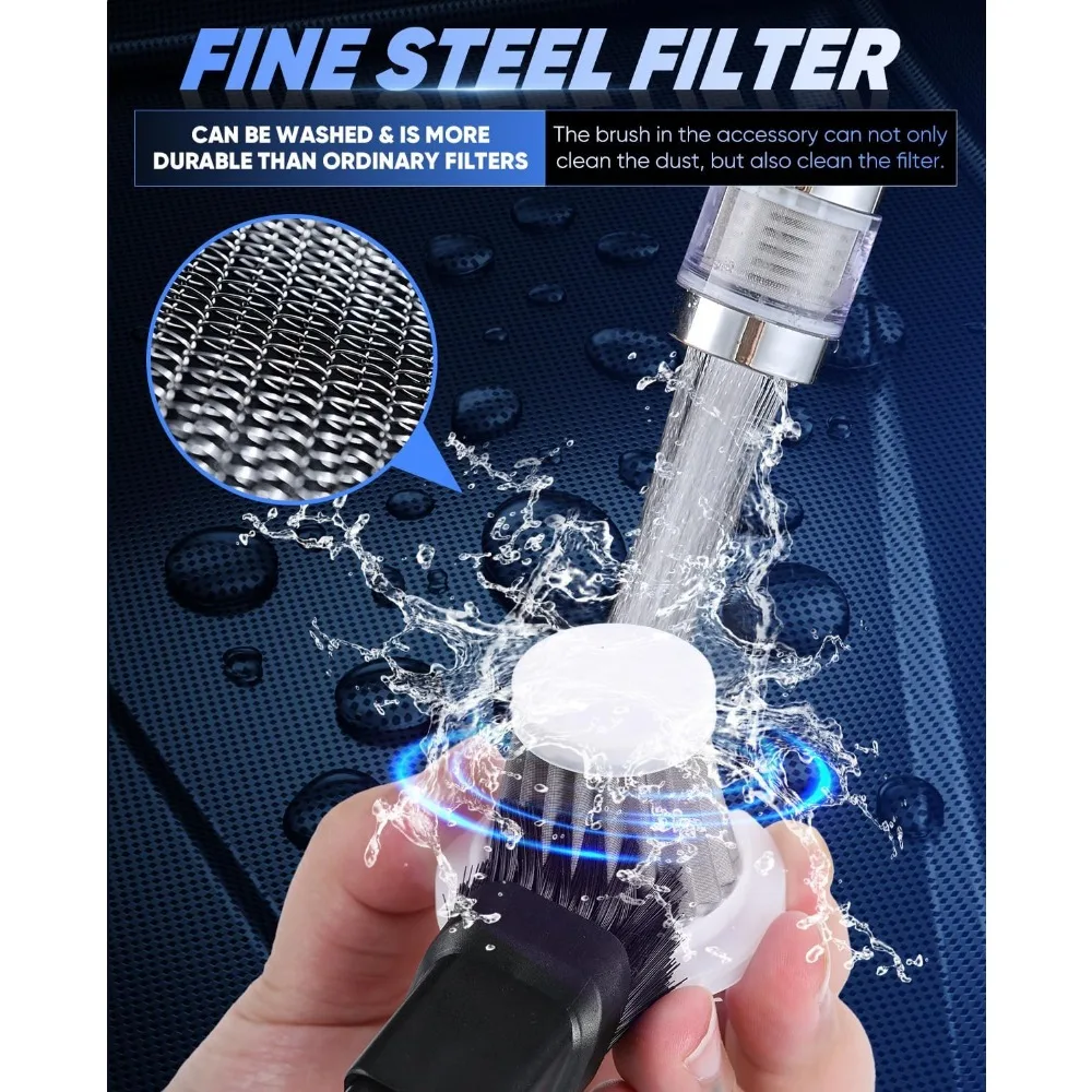 مكنسة سيارة ساكر المحمولة اللاسلكية 3 في 1 مكنسة سيارة محمولة بقوة 15000 باسكال عالية مع محرك بدون فرش وTypeC لعيد الميلاد Ca