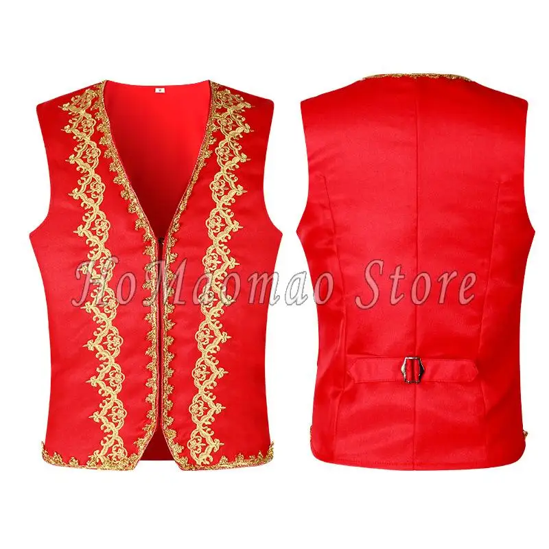 Renaissance men\'s role-playing medieval V-neck tank top retro Vicotiran steampunk top Christmas carnival costume