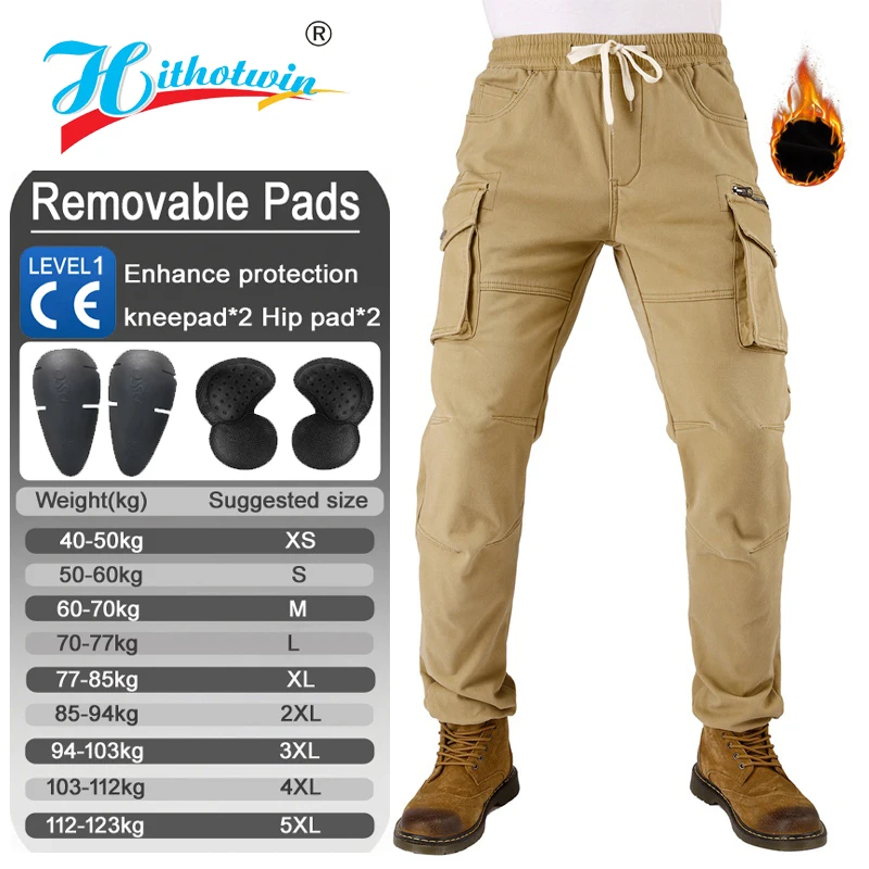 Motorcycle Pants Men Winter Windproof Thermal Riding Gear Work Plus Velvet Pants Protective Clothing