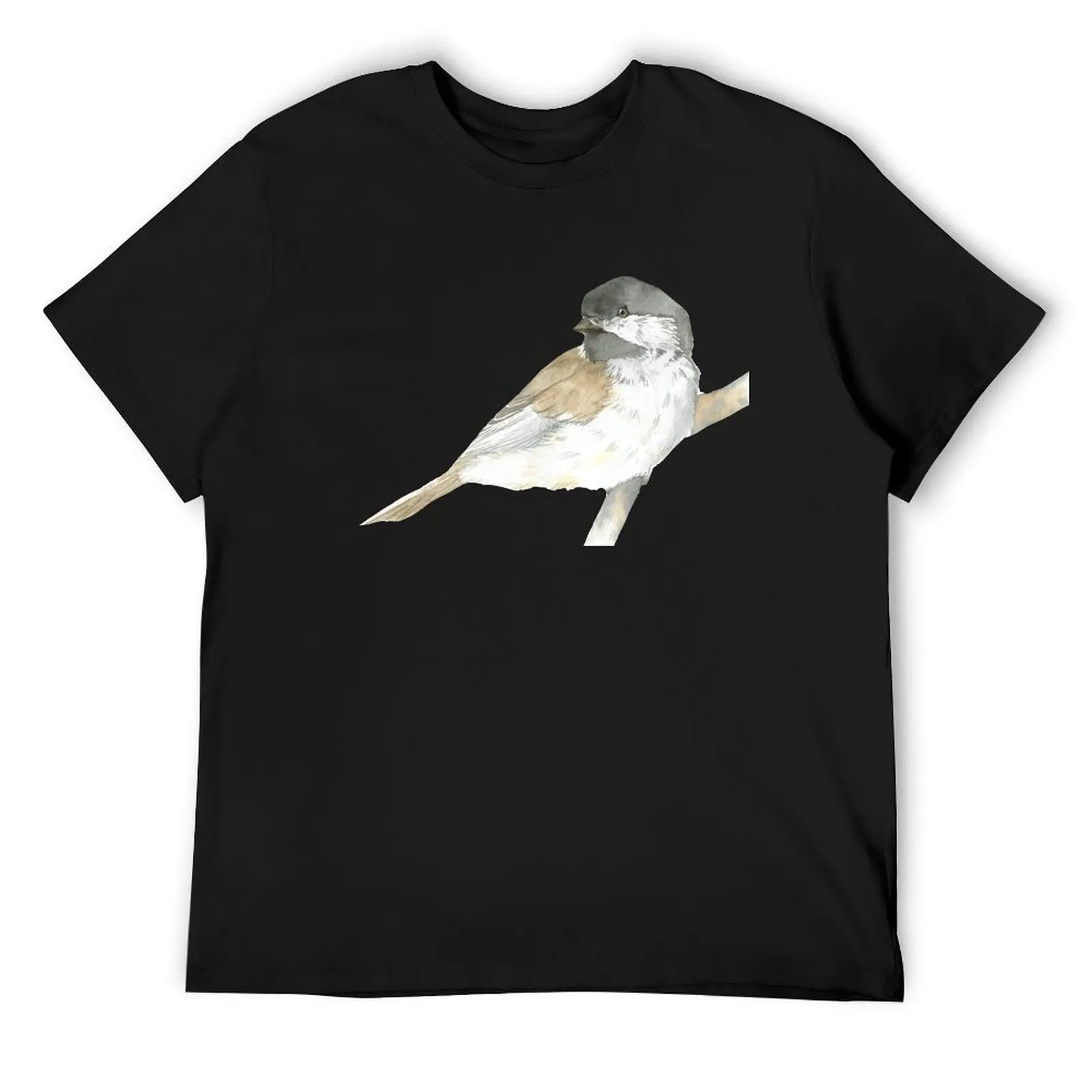 Black-capped chickadee watercolor portrait T-Shirt street wear customizeds mens fashion