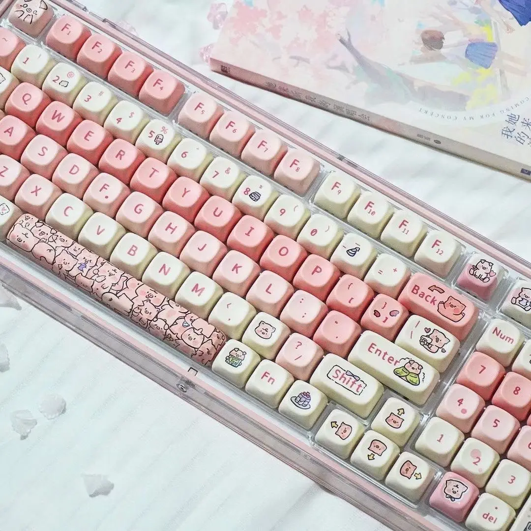 Pink Pig Cute Keycap 130 Keycaps Dye Subbed Pbt Keycaps For Mx Stem Gaming Mechanical Keyboards Teclado Mecánico Gamer Key Caps