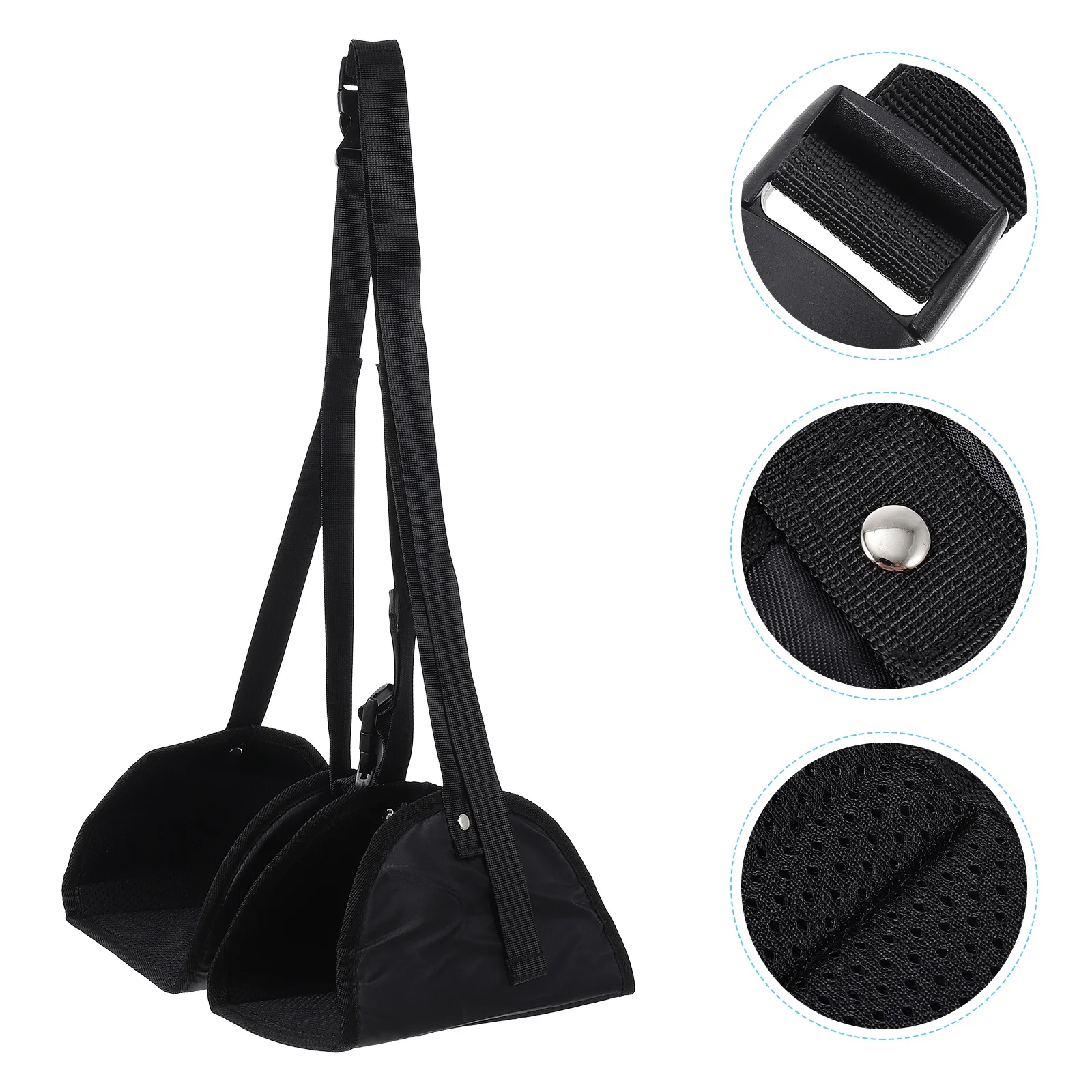 

Adjustable Oxford Cloth Foot Hammock Travel Footrest For Airplane Office Easy Install Lightweight Comfort Support Black