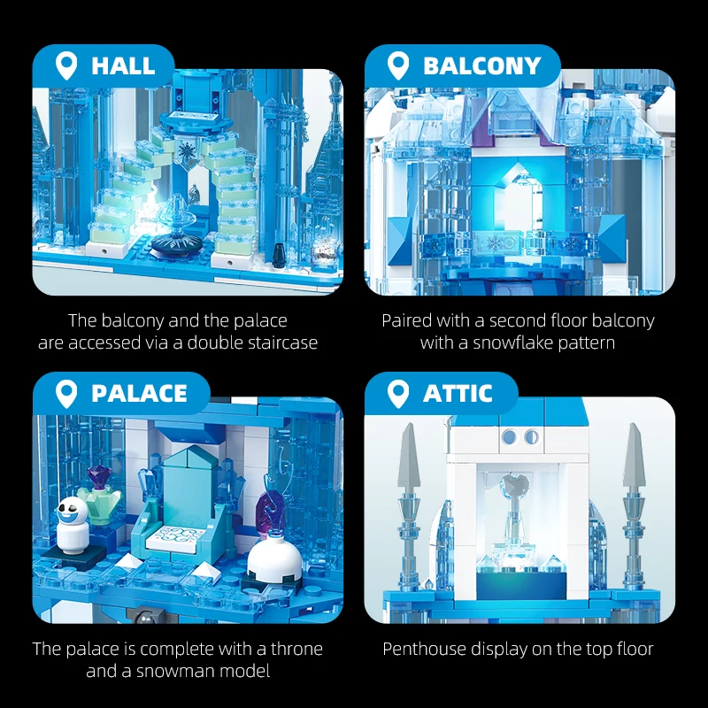 786PCs Creative Frozen Prince Magic Ice Castle Building Blocks MOC Construction Bricks Set Education Toys Gift For Girl Kids