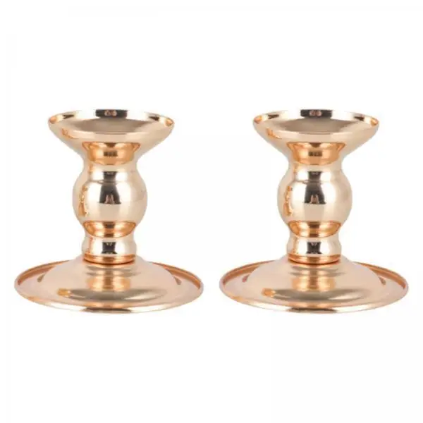 Gold Tabletop Candle Holder Sturdy Iron Tapered Pillar Candlestick Home Centerpiece for Party Wedding Anniversary Dinner