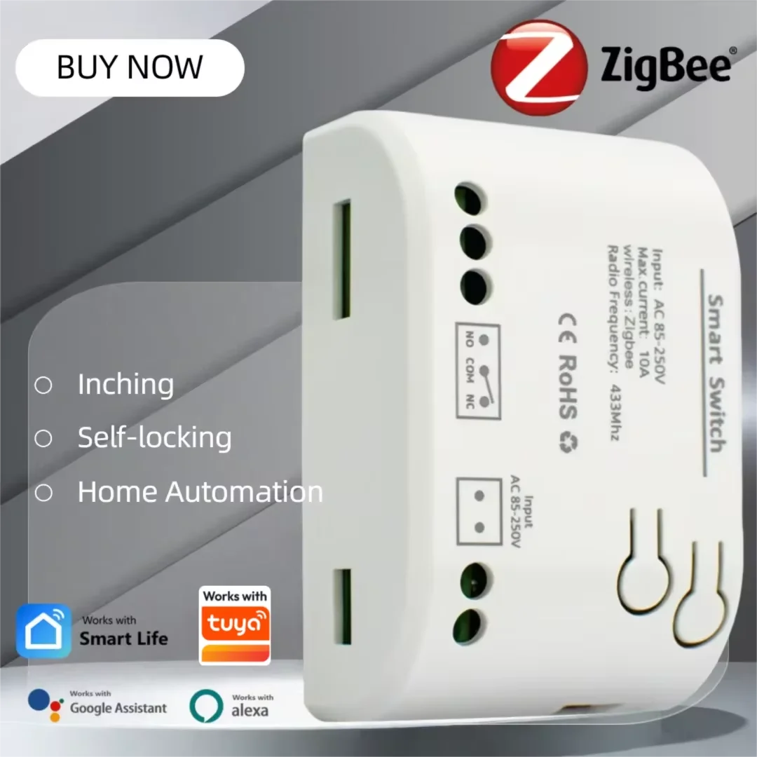 ZIGBEE Smart Garage Door Opener Dry Contact 7-32V 85-250V Electric Actuator Motor Controller Switch Relay Works with Tuya App