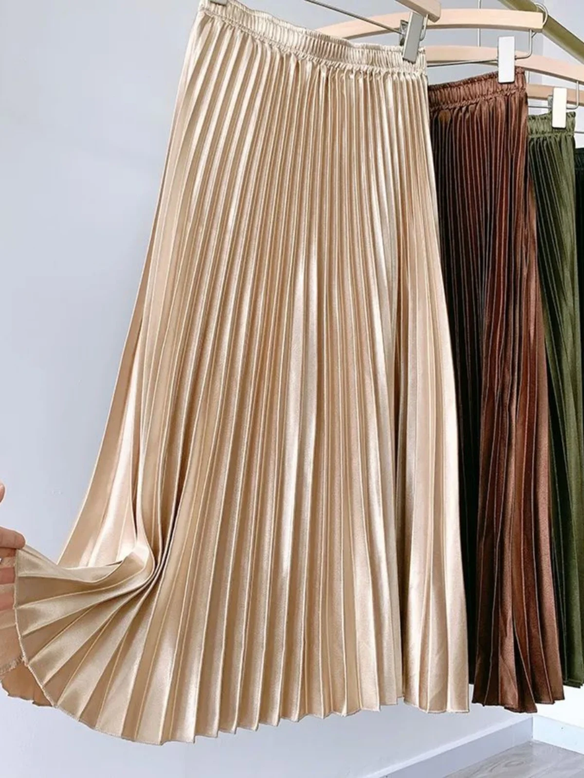 

High Waist Loose Fit Skirt Street Sle Spor Casual High Waist Midi Skirt Color A-Line Skirt for Women