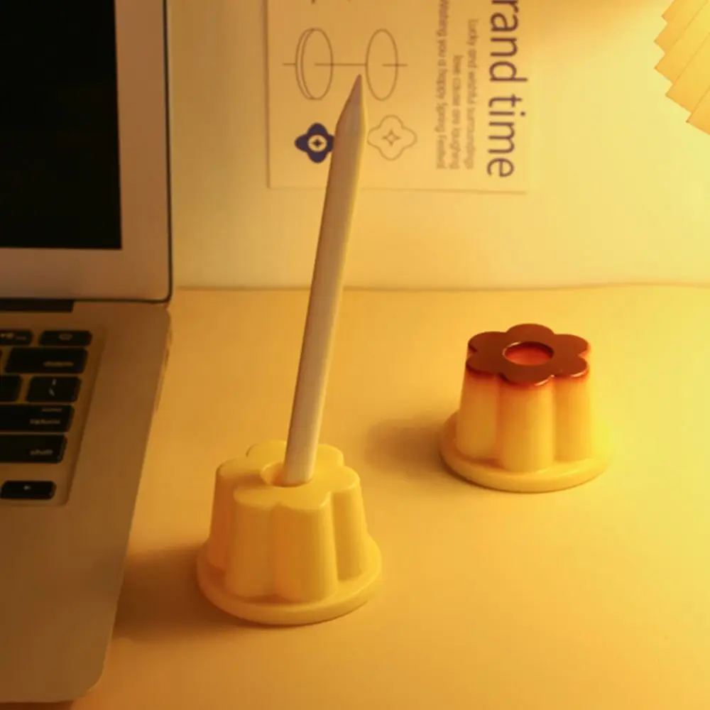 Imagem -05 - Creme Pudim Pen Holder Desktop Organizer Pencil Stand Papelaria Box Pudim Shape Desktop