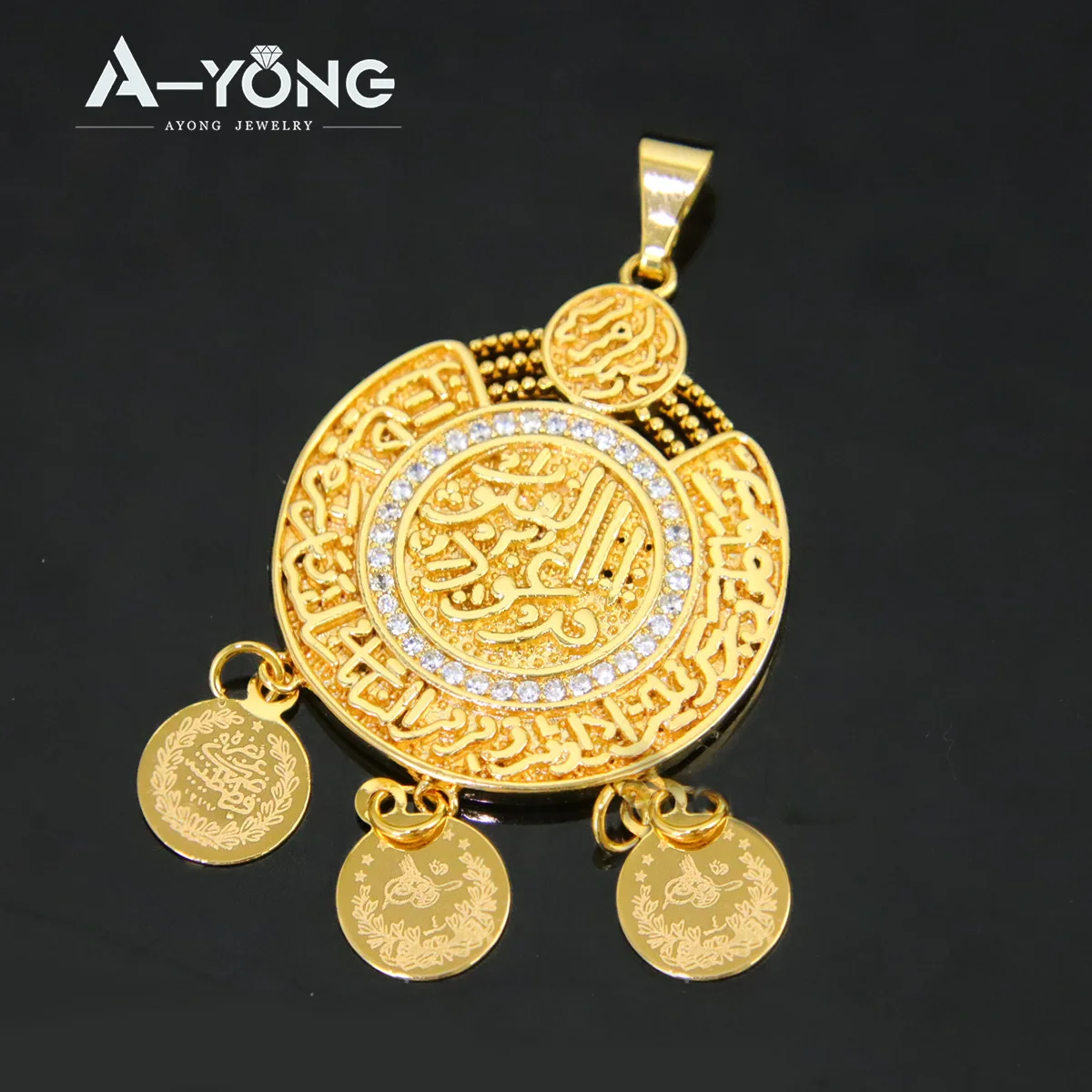 Luxury Arab Coin Pendant 18k Gold Plated Turkish Necklace Round Pendants Dubai African Womens Mens Vintage Jewelry