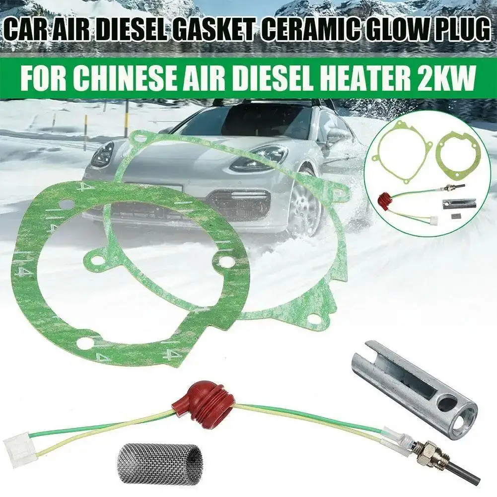 Ceramic Glow Plug And Gasket for diesel Air Heater Parking Heater Accessories Car Heater Burner Engine Gasket Strainer Glow Plug