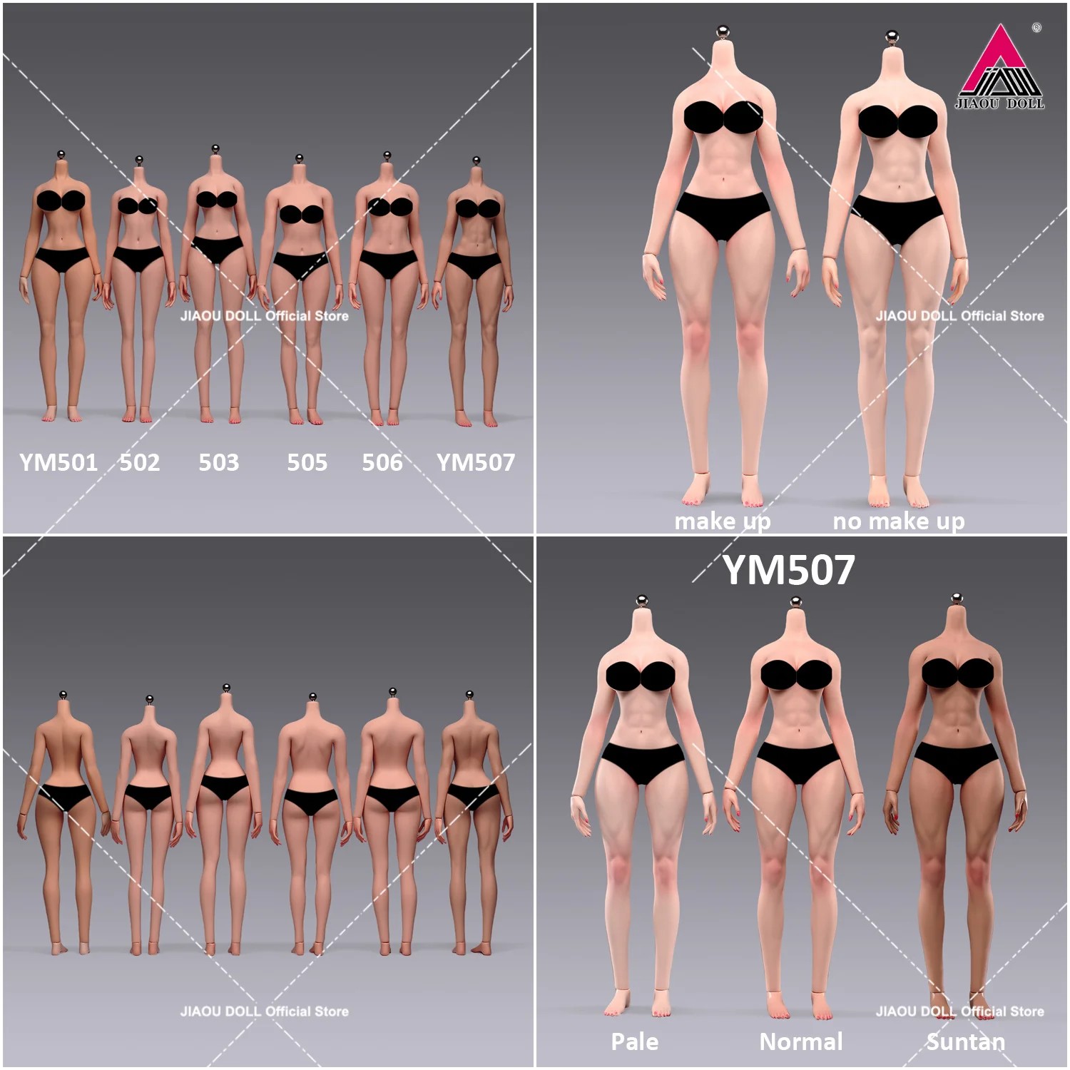 

YM501 YM507 1/6 Female Seamless Body with Physiological Details Super Flexible 12'' Soldier Action Figure Body Makeup version