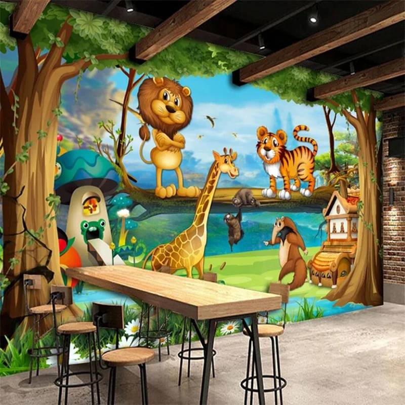 Custom wallpaper 3d aesthetic cartoon forest children's room mural children's room background wall decoration Papel de parede