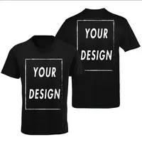 Men's custom T-shirt with your own logo, text, and photo printed on the front and back, custom high-end gift, European size, 100