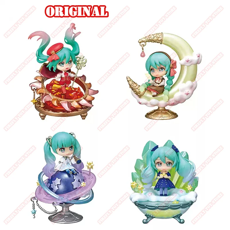 オリジナル「初音ミク」アニメゲーム周辺グッズ、星空をテーマにしたボックス入りガチャガチャ、アニメのアクションモデルフィギュアコレクション。