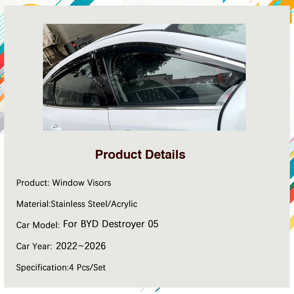 Car Windshields For BYD Destroyer Quzhujian 05 Chaser King 2022~2026  Window Visors Rain Guards Weathershields Carro Accessories