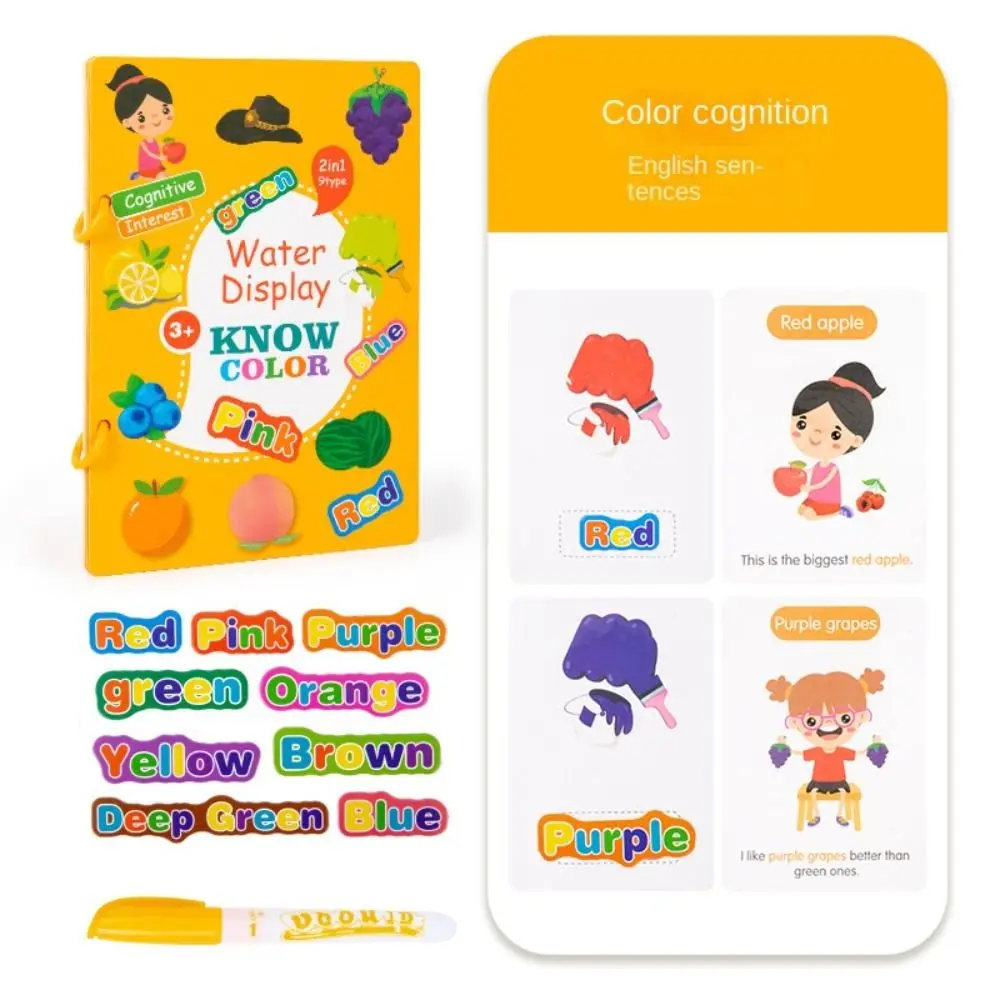 ของเล่นระบายสีด้วยปากกาและน้ำ ของเล่นเสริมพัฒนาการเด็กเล็กแบบมอนเตสซอรี่ สมุดระบายสีแบบใช้ซ้ำได้ลายการ์ตูนสำหรับเด็ก