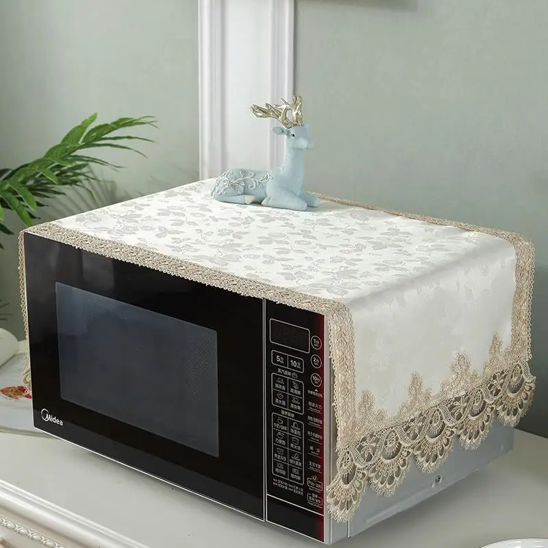 Elegant Lace Microwave Oven Cover European Style Kitchen Baking Oven Cover Dustproof Home Use Fabric Shield for Microwaves