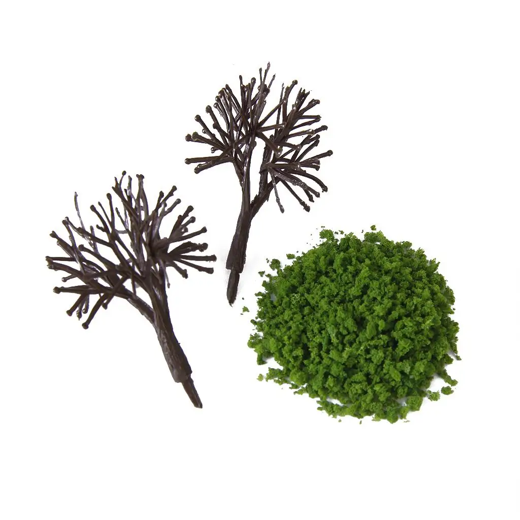 5-6pack Mini Trees Leaves Foliage Model Landscape DIY - Dark Green & Light Green