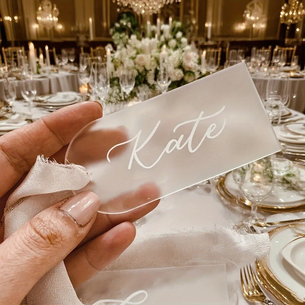 

Blanks Acrylic Table Signs Frosted Place Card DIY Blank Hanging Tags for Wedding Decorations,Birthday Party & Event anquet Party