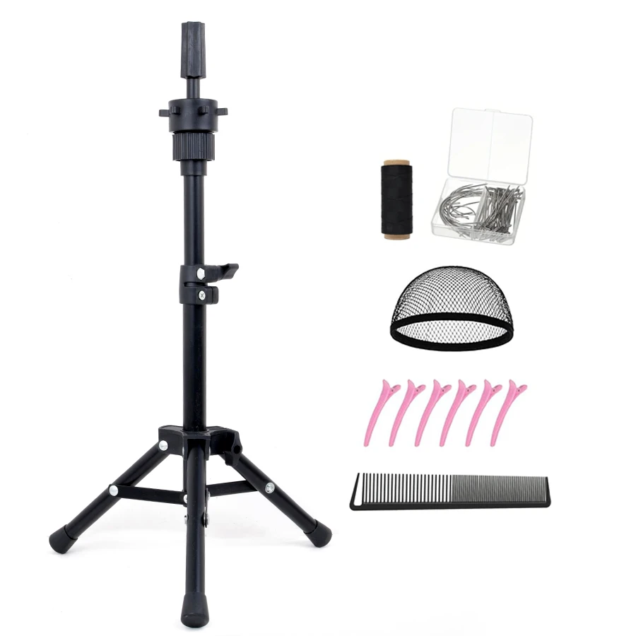 

Wig Head Stand 22 Inches, Height Adjustable Tripod Wig Stand, Salon Mannequin Head Stand with Anti-Slip Base for Styling