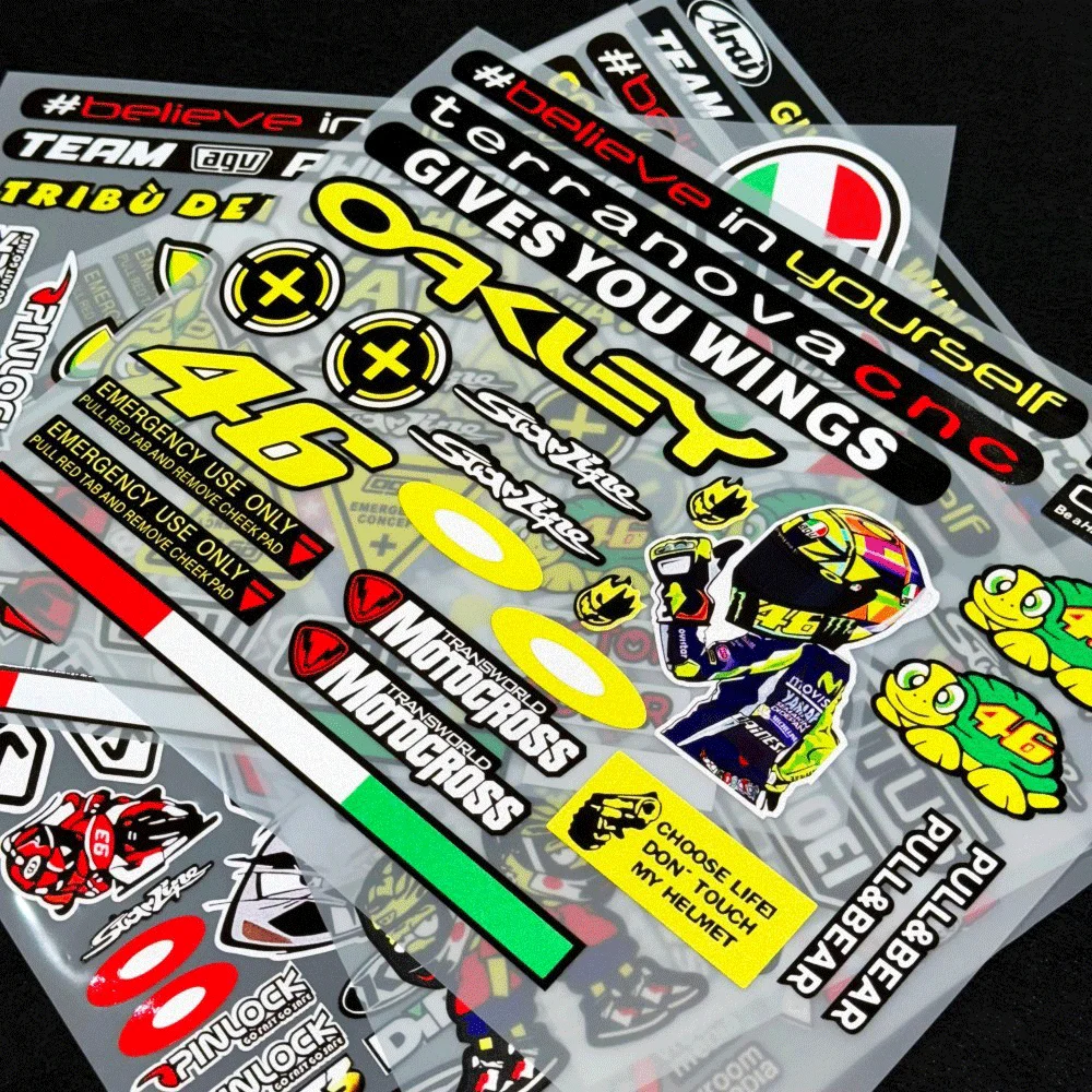 Motorcycle Helmet Stickers Set Waterproof Racing Style Vinyl Decals Reflective DIY Decoration for Helmets Bikes Laptops view 3