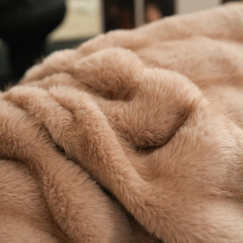 Faux Fur Mink Fur Blanket Thick Warm Blanket Office Nap Shawl Blanket Double-faced Fleece Comfortable Skin-friendly All-season