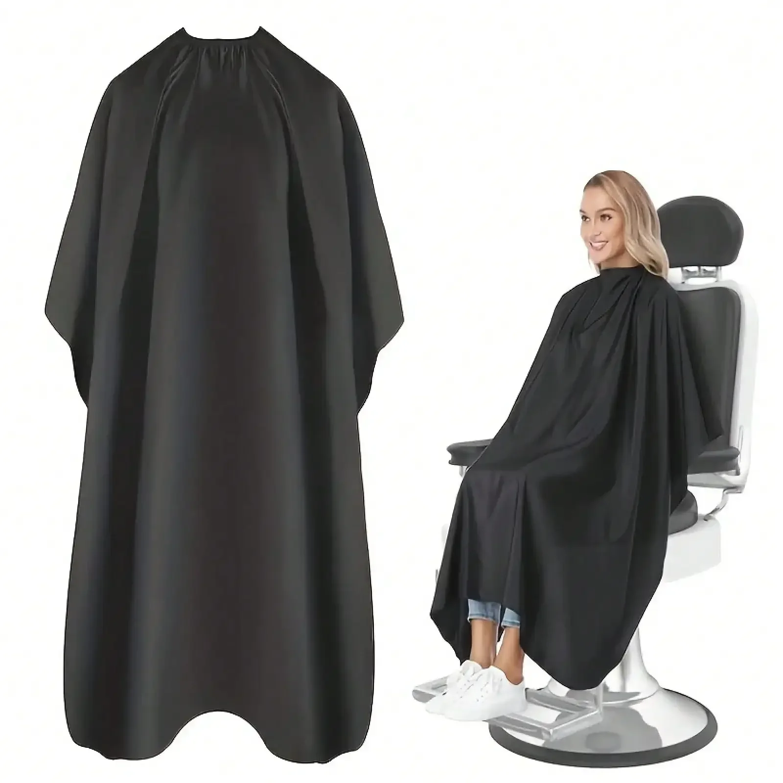 

Professional Black Hairdressing Apron Adjustable Easy Clean Waterproof Barber Cape for Salon Hairstylist Accessories