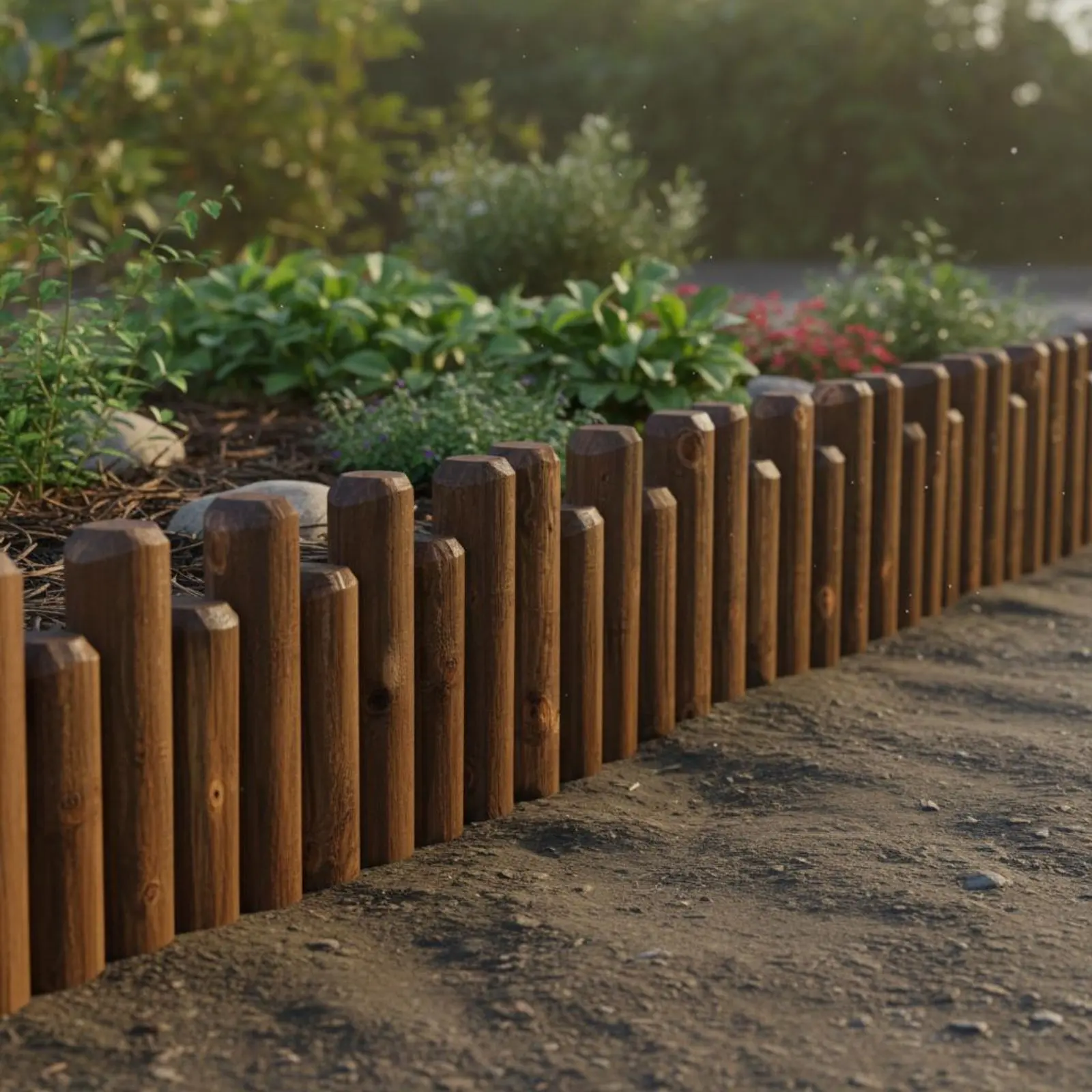 

Decorative Log Pile Fence Weather-Resistant Flexible Log Roll Fence Wood Stake Lawn Border Formaldehyde-Safe Gardening Supply