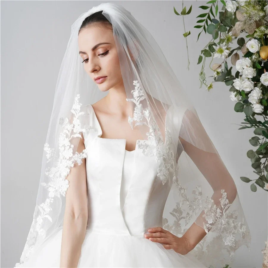 

New Arrival Short Wedding veils for bride Velos de novia Mariage wedding accessories Welon matrimonio Ivory Bridal Veils