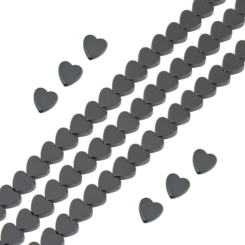 

1 Box 220pcs+ Heart Shaped Stone Beads Black Beads 6mm Flat Loose Stones Beads for Jewelry Making