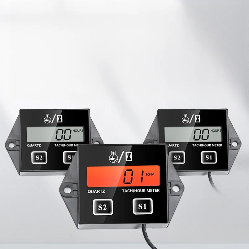 Motorcycle Tachometer Hour Meter, Digital Rpm Hour Counter For Atv, Jet Ski, Lawn Mower, Marine Engine Maintenance Gauge