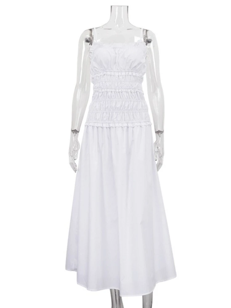 Tossy Sexy Slash Neck Folds Camisole Long Dress Women's Sleeveless Slim Backless High-Waist Fashion New Women Bodycon Maxi Dress