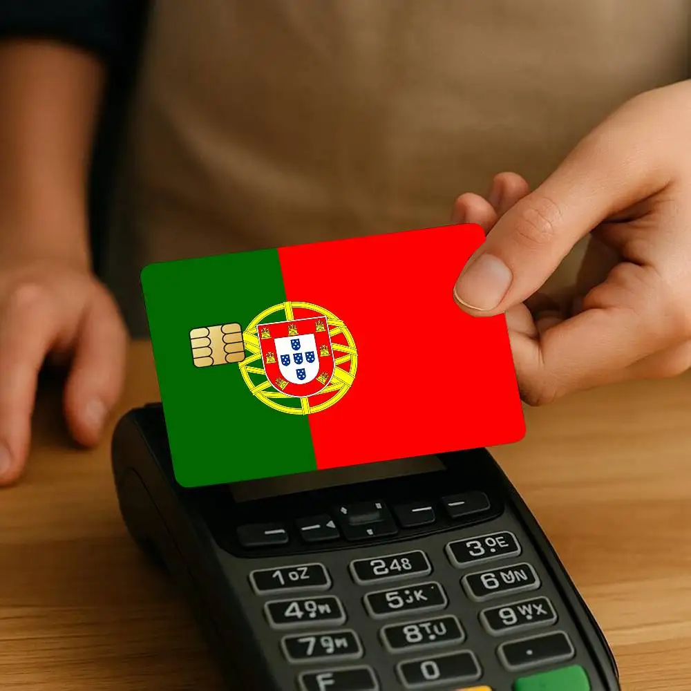 ملصقات بطاقات الائتمان العلم البرتغال لحماية ديكور الخصم البنك 4 قطع مضادة للخدش ومقاومة للماء