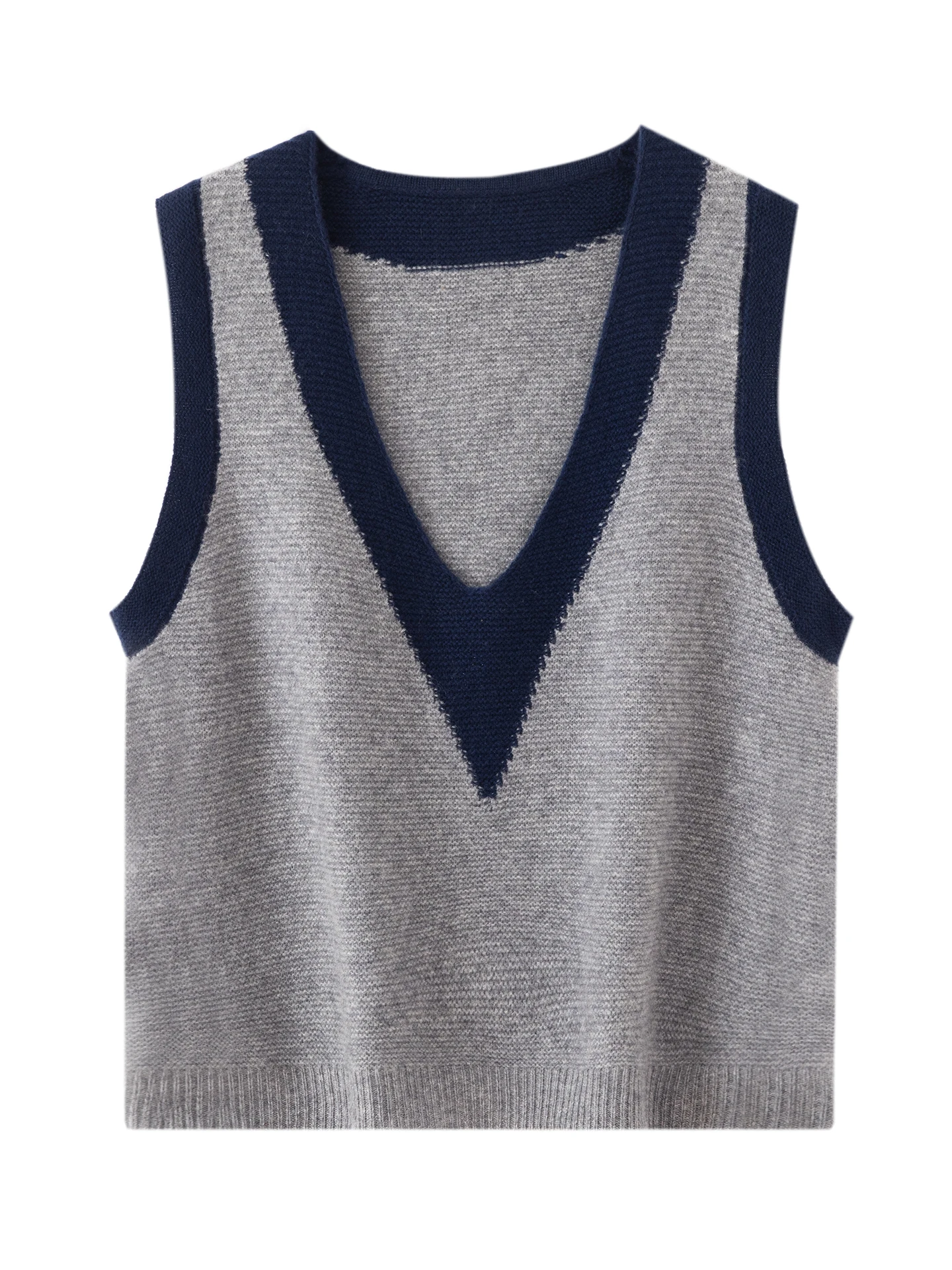 

New Fashion 100% Merino Wool Sweater Vest For Woman Elegant Autumn Winter Female Knitwear V-Neck Pullover Ladies Clothing Tops