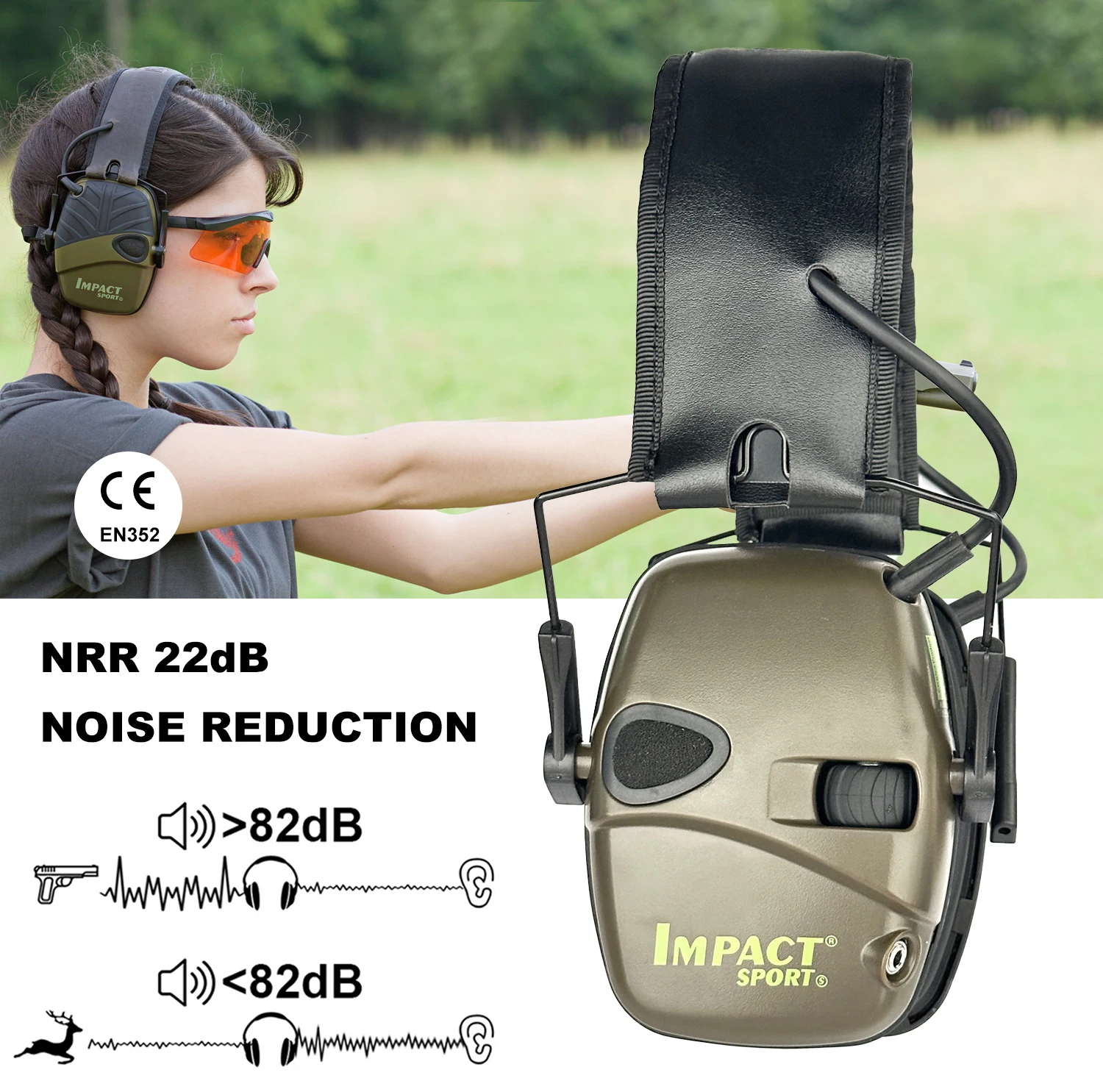 Hot!Outdoor Tactical Electronic Shooting Earmuff Gun Range Anti-noise Headset Impact Sound Amplification Hearing protector