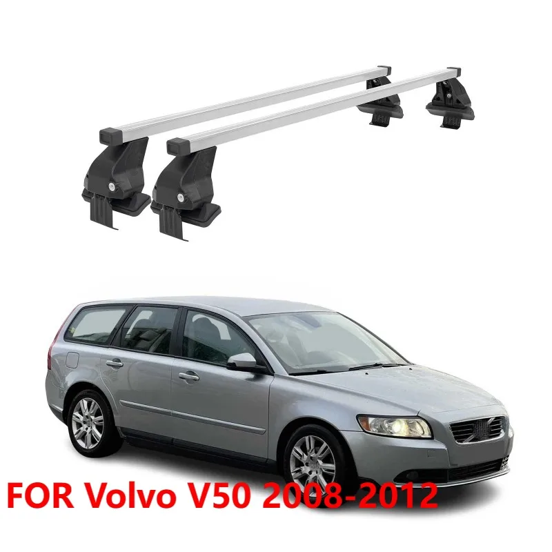 For Volvo V50 2008-2012 Smooth Roof Rack Cross Bars Gray Luggage Carrier 2Pcs