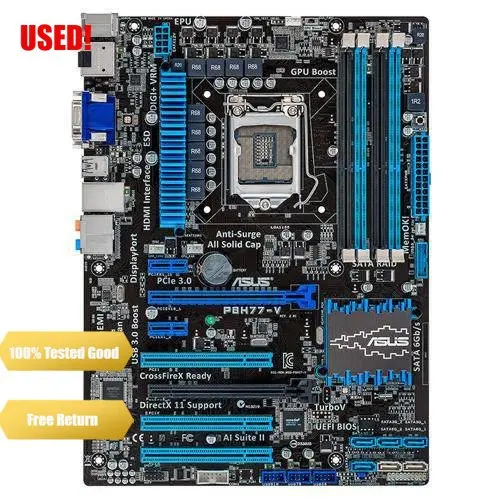 Asus P8H77-V Desktop Motherboard H77 LGA 1155 22nm i3 i5 i7 DDR3 32G SATA3 USB3.0 ATX Original disassembly