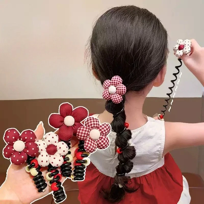 الشعر التعادل عيد الميلاد حبل حلقة Scrunchies سلك الهاتف Bowknot لطيف الكرتون زهرة عباد الشمس Bowknot طفل الفتيات إكسسوارات الشعر
