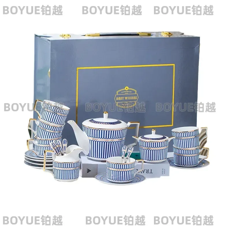 European Bone China Coffee Set British Afternoon Tea Cups High End Ceramic Gift Tableware Elegant Drinkware for Home