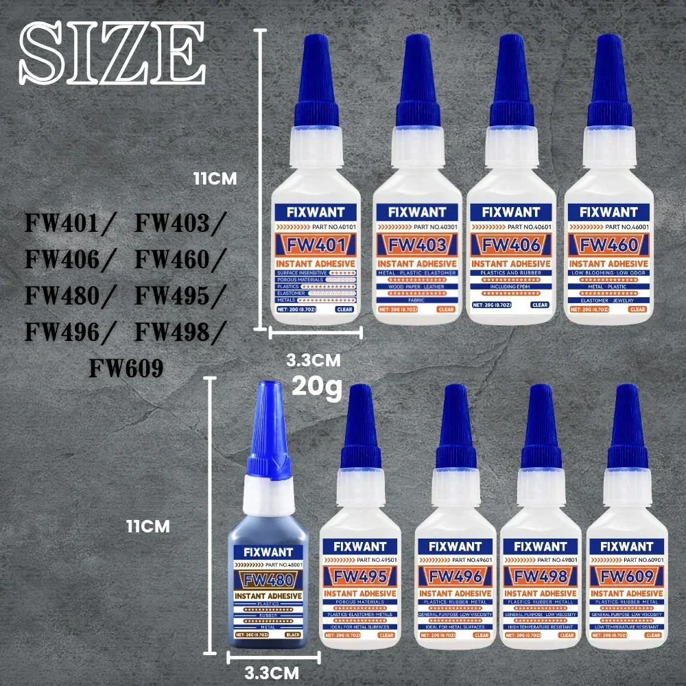 Different Instant Adhesives - Strong Bond for PVC, Ceramic, Wood, Leather - Shockproof & Heat Resistant Glue for DIY/Home Fixing