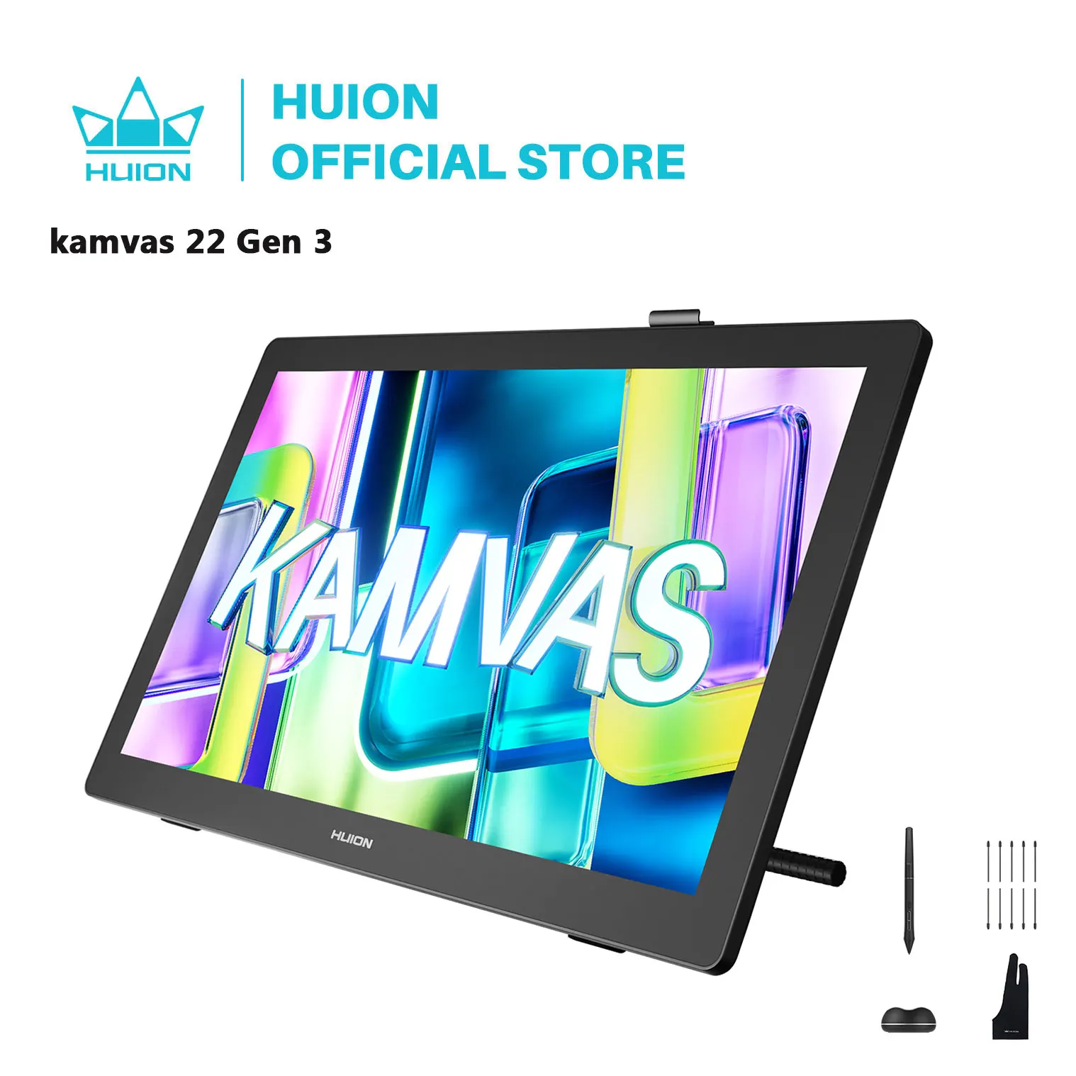 HUION Kamvas 22 (Gen 3) 21.5-Inch 2.5K Drawing Tablet with 90Hz, PenTech 4.0,Color Accuracy, Canvas Glass 2.0