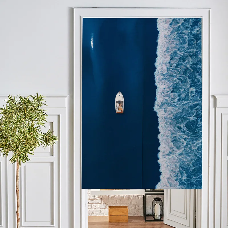 VIKAMA Sea-View Linen Half Curtain, Suitable For Living Rooms, Bedrooms, Seaside Decoration And Home Decoration