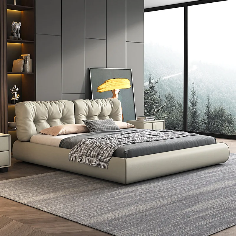Modern simple fabric bed 1.8 meters master bedroom small apartment Italian minimalist technology cloth cloud bed soft bed