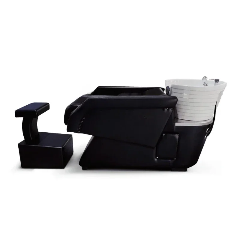 

Flush Leather Shampoo Chair Hair Lying Half Shampoo Chair High-End Stainless Steel Deep Basin Ceramic Basin