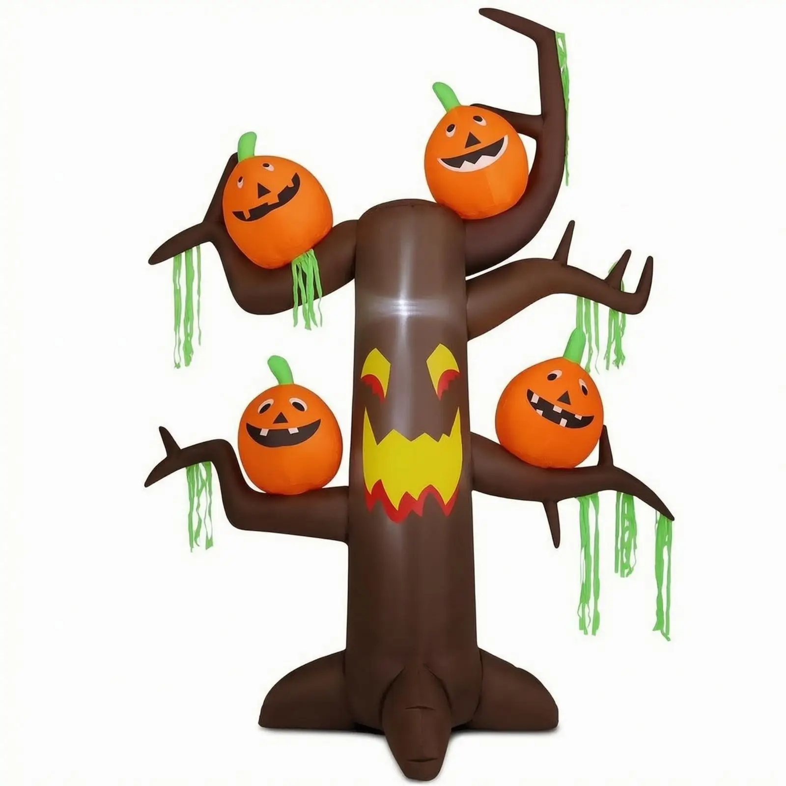Inflatable Halloween Yard Decoration Lighted Inflatable Tree with Jack-O'-Lantern Faces Illuminated Lawn Decoration for Party